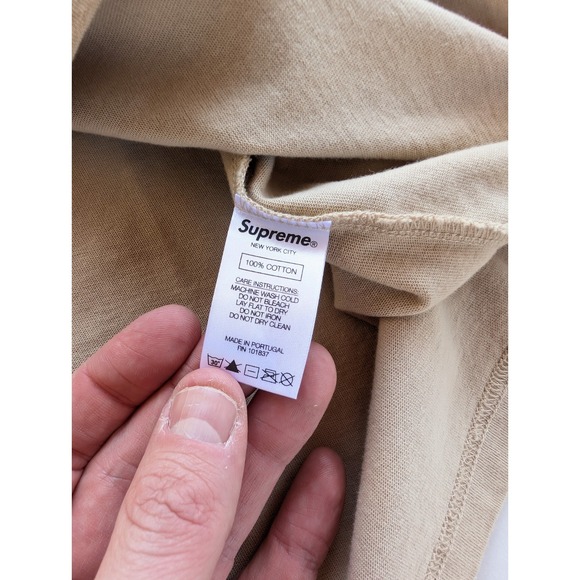 Supreme Shirt Mens Large Old English Script Studded Embellished Rhinestone Tan - Picture 8 of 10